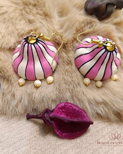 White and Pink – Terracotta Jhumkas