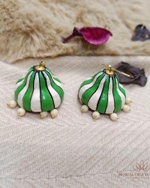 Silver and Green – Terracotta Earrings