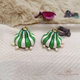 Silver and Green - Terracotta Earrings