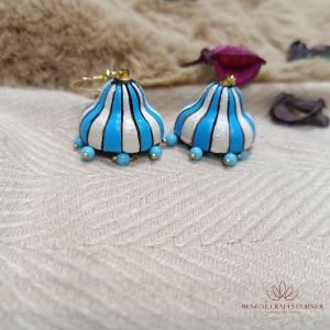Silver and Blue Terracotta Earrings