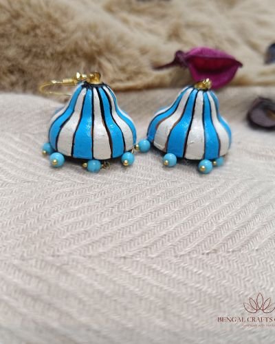 Silver and Blue – Terracotta Earrings