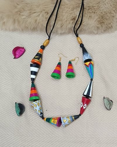 Carnival Cone Handcrafted Terracotta Necklace Set