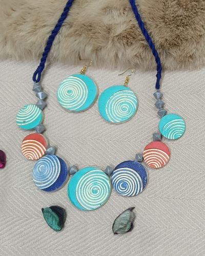 Colorful Spiral Terracotta Necklace Set