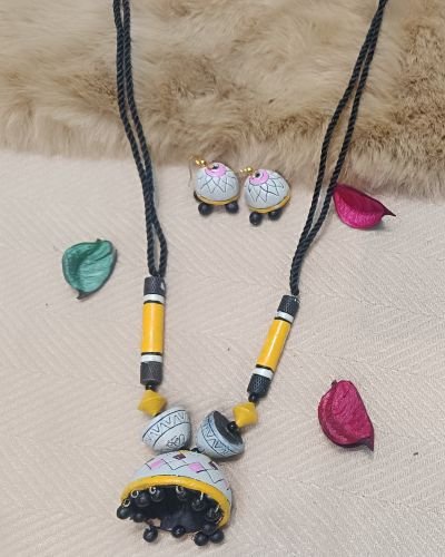 Earthy Tribal Bell Terracotta Necklace Set