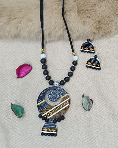 Moonlit Tribal Terracotta Necklace Set